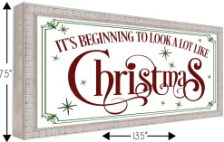 It's beginning to look A Lot Like Christmas 7.5" x 13.5" Framed Christmas Wall Decor Sign Poster in a White Wooden Frame with UV Acrylic and Hangers