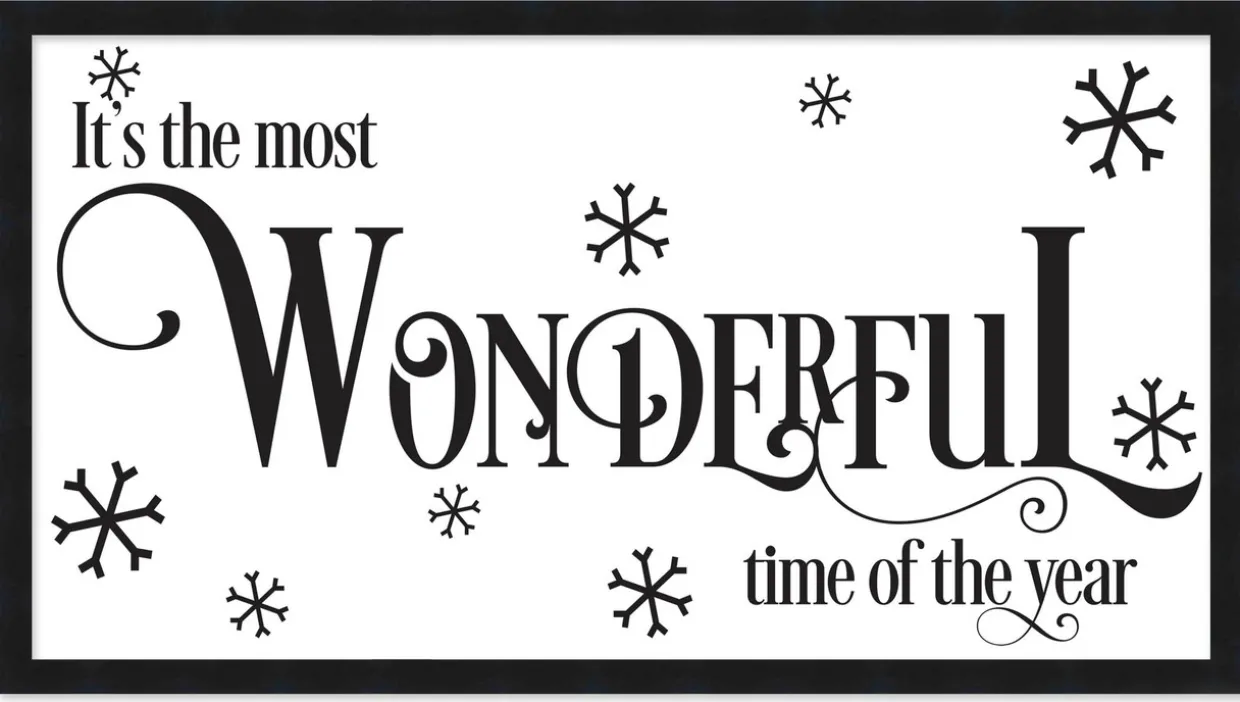 It's the Most Wonderful Time of the Year Vintage 7.5" x 13.5" Framed Christmas Wall Decor Sign Poster in a Natural Wooden Frame with UV Acrylic