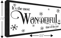 It's the Most Wonderful Time of the Year Vintage 7.5" x 13.5" Framed Christmas Wall Decor Sign Poster in a Natural Wooden Frame with UV Acrylic