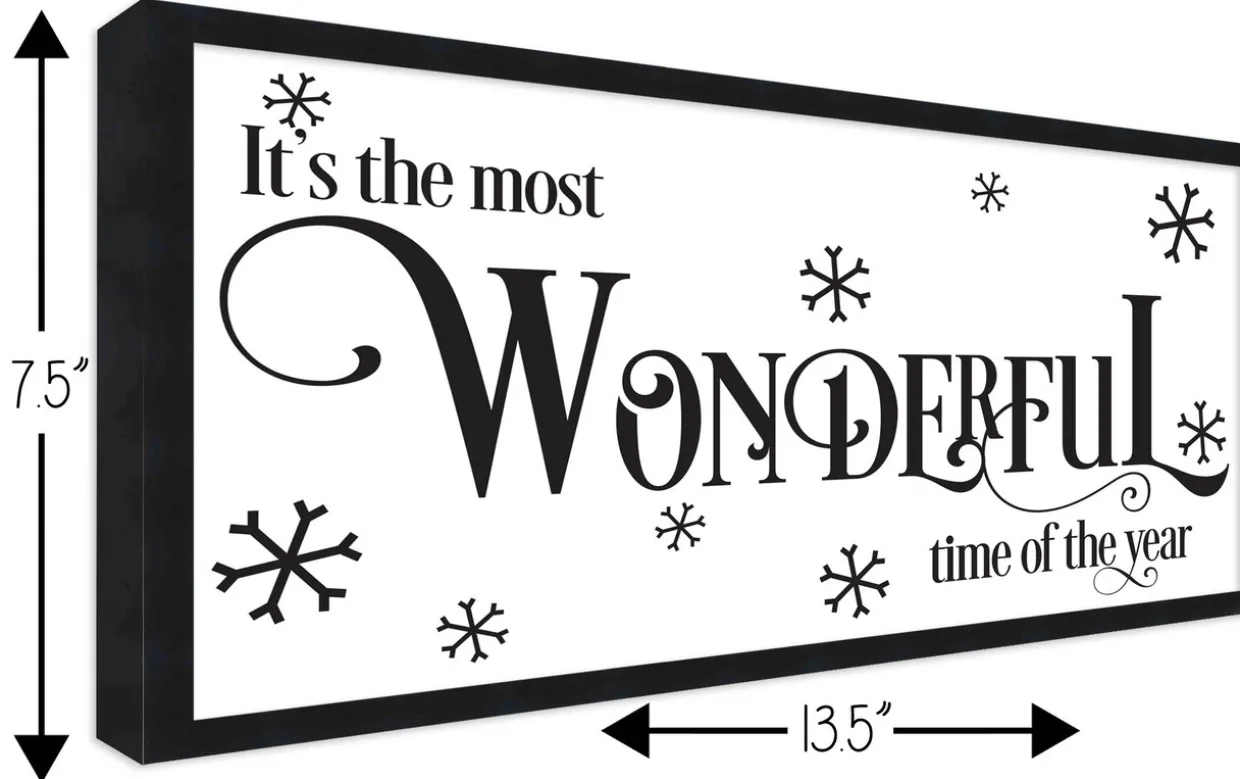 It's the Most Wonderful Time of the Year Vintage 7.5" x 13.5" Framed Christmas Wall Decor Sign Poster in a Natural Wooden Frame with UV Acrylic