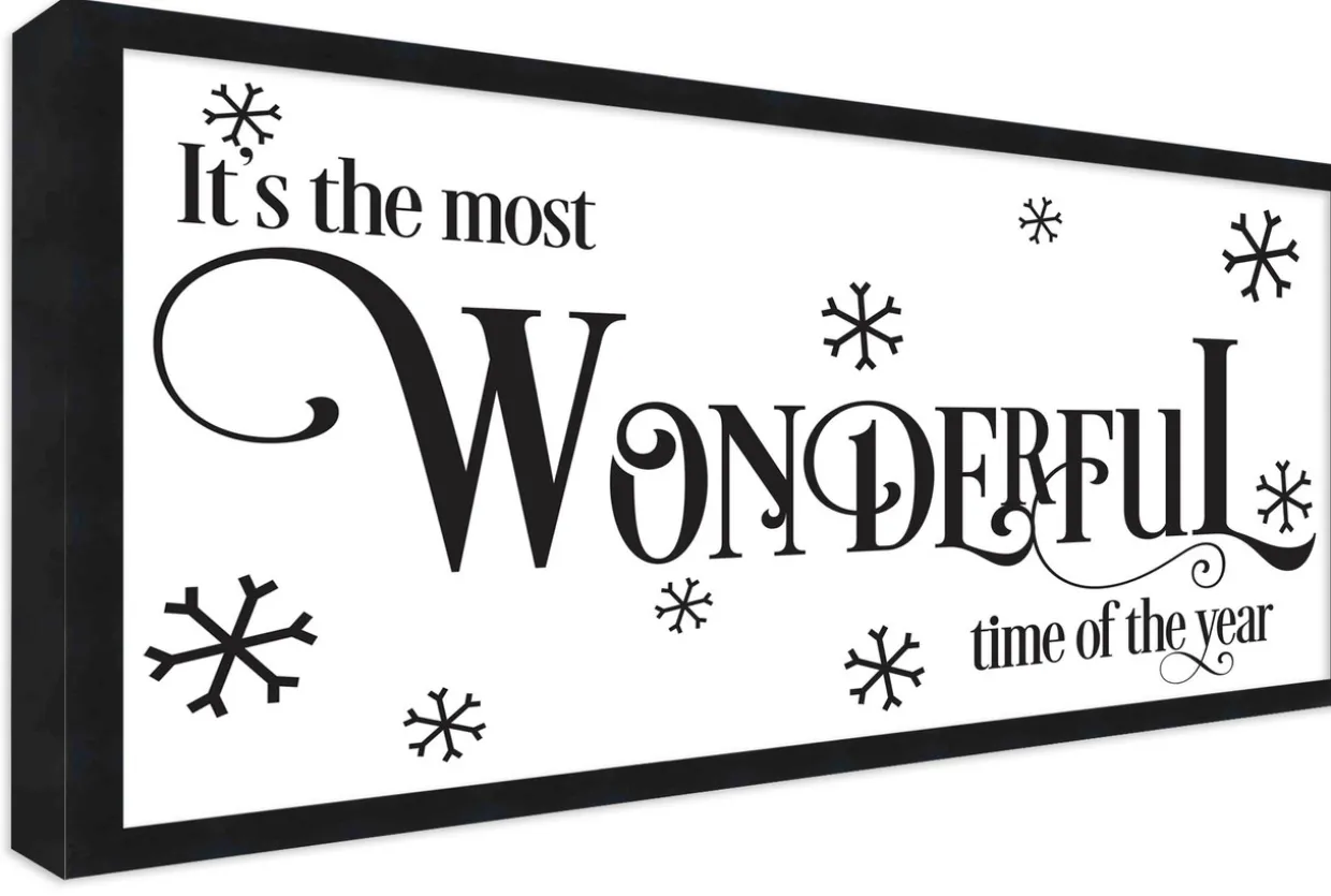 It's the Most Wonderful Time of the Year Vintage 7.5" x 13.5" Framed Christmas Wall Decor Sign Poster in a Natural Wooden Frame with UV Acrylic