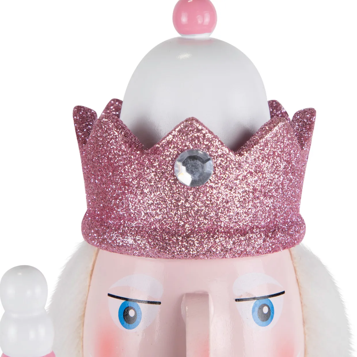 Jeweled and Glittered Nutcracker King Christmas Figure - 15" - Pink and White