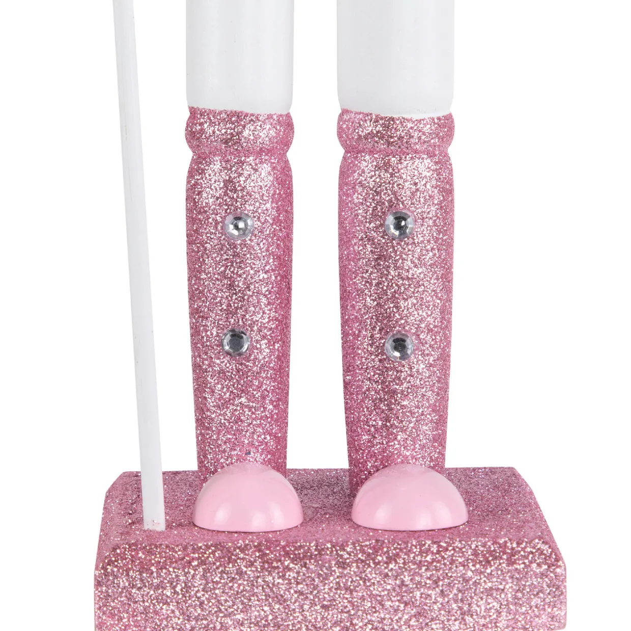 Jeweled and Glittered Nutcracker King Christmas Figure - 15" - Pink and White