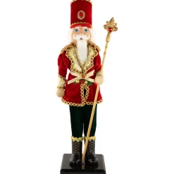 Jeweled Nutcracker with Scepter Christmas Figure - 22"