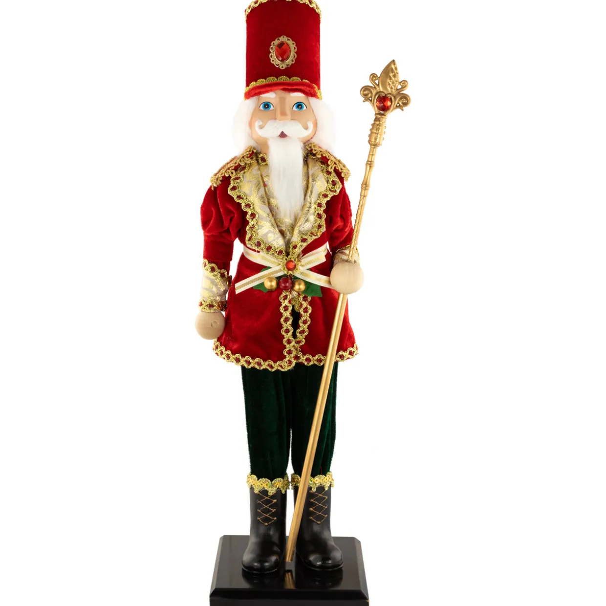 Jeweled Nutcracker with Scepter Christmas Figure - 22"