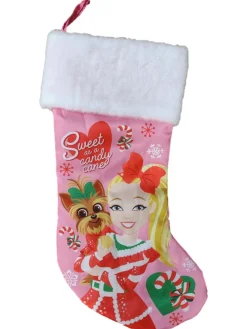 Jojo Siwa Pink Satin Sweet as a Candy Cane Holiday Christmas Stocking