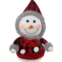 Jolly Baby Snowman with Plaid Coat Christmas Figurine - 7.5"