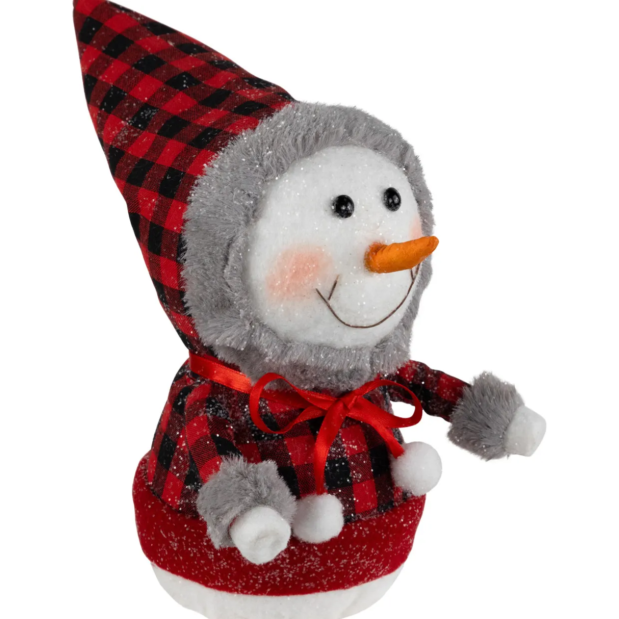 Jolly Baby Snowman with Plaid Coat Christmas Figurine - 7.5"