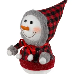 Jolly Baby Snowman with Plaid Coat Christmas Figurine - 7.5