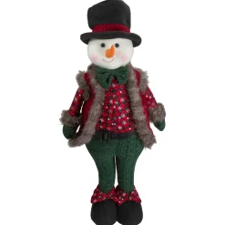 Jolly Plush Boy Snowman Christmas Figure - 25" - Red and Green