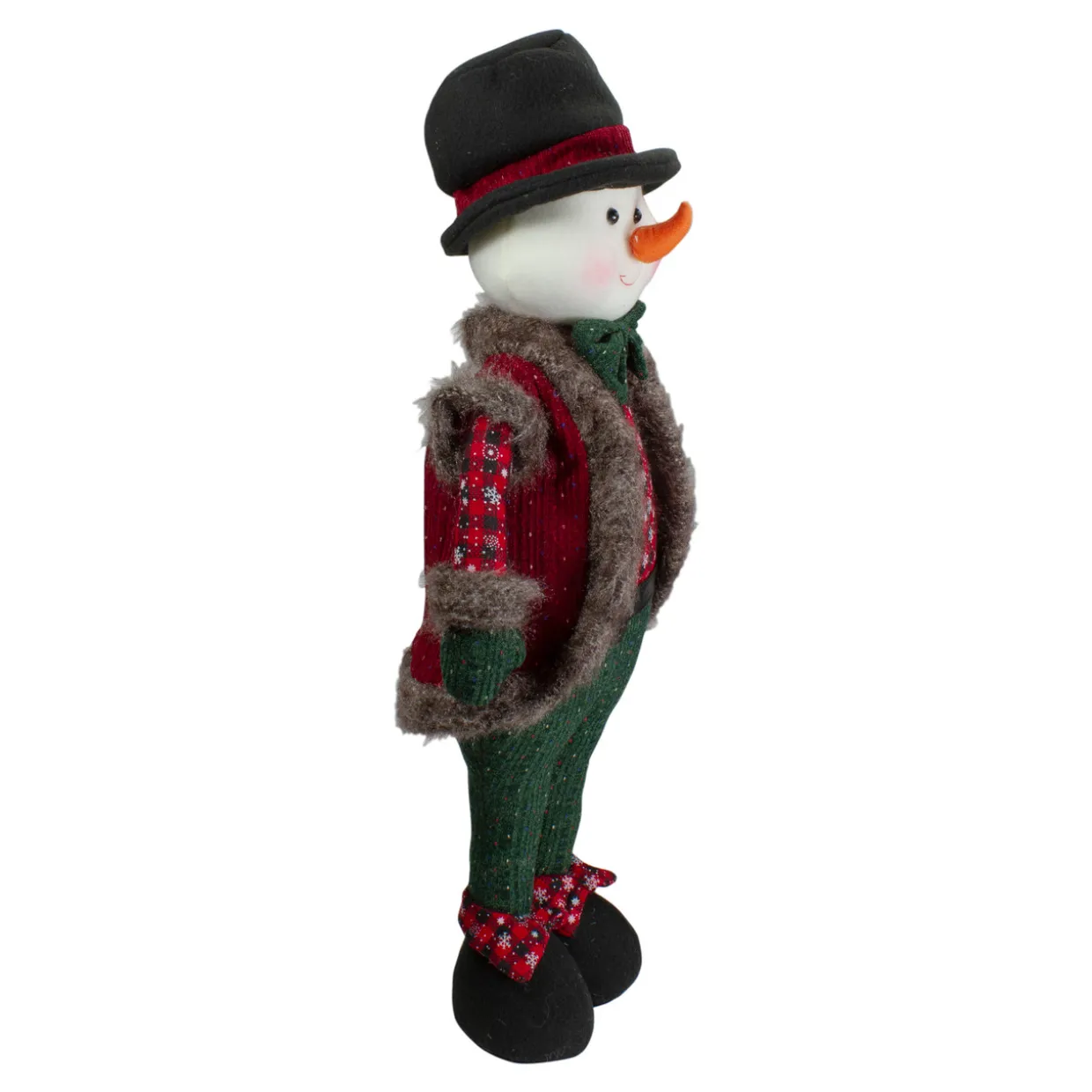 Jolly Plush Boy Snowman Christmas Figure - 25" - Red and Green