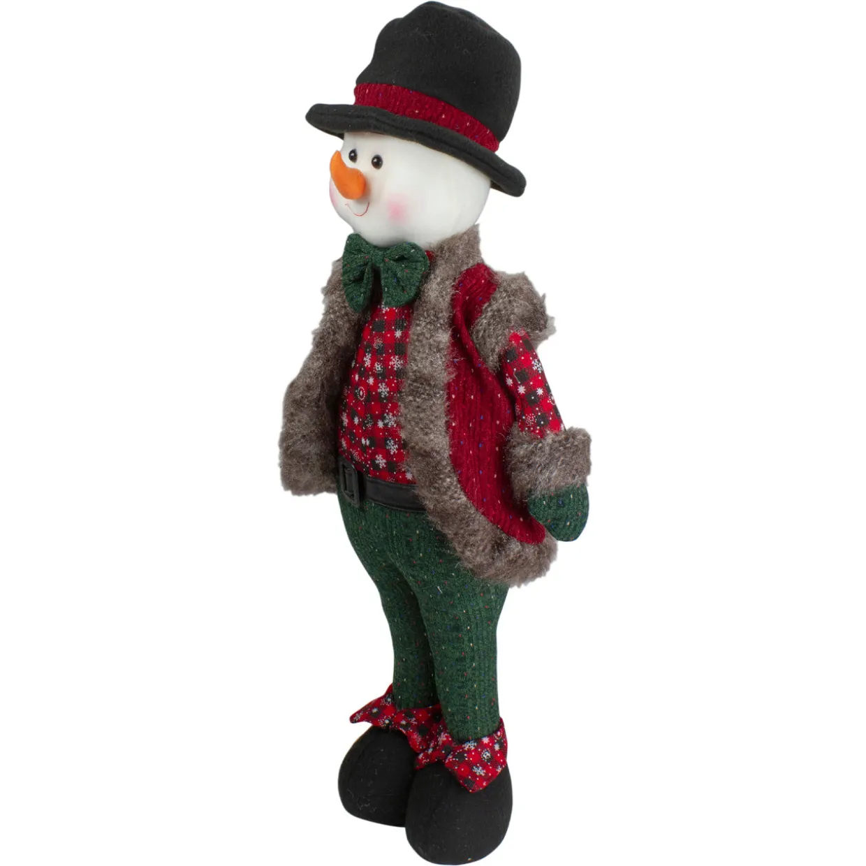 Jolly Plush Boy Snowman Christmas Figure - 25" - Red and Green