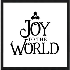 Joy to the World 15.5" x 15.5" Framed Christmas Wall Decor Art Print Sign Poster in a Black Wooden Frame with UV Acrylic and Hangers