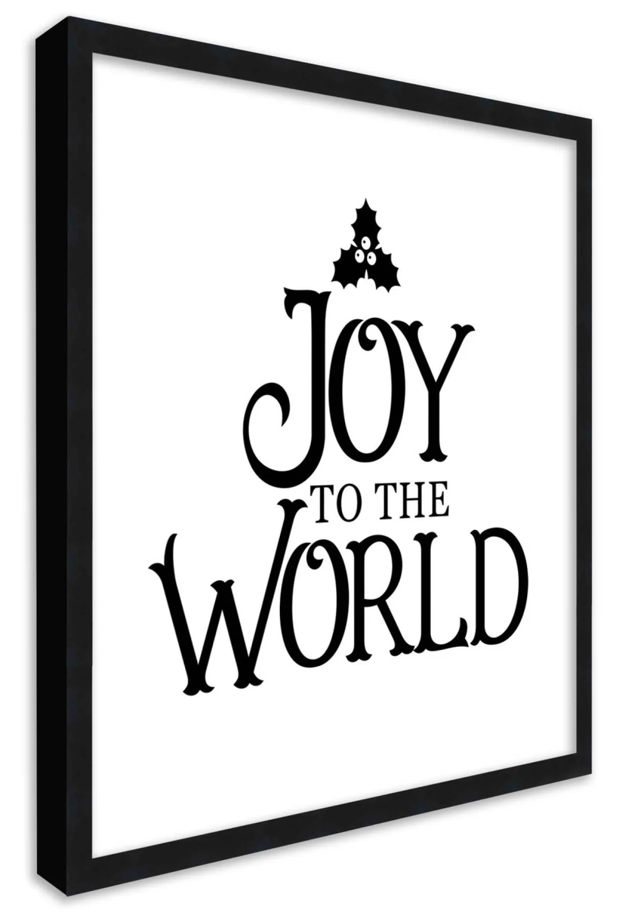 Joy to the World 15.5" x 15.5" Framed Christmas Wall Decor Art Print Sign Poster in a Black Wooden Frame with UV Acrylic and Hangers