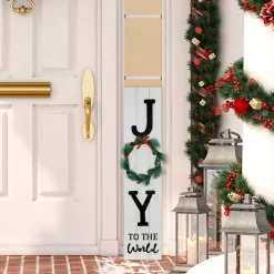 Joy to the World Christmas Porch Sign with Wreath - 35.75"