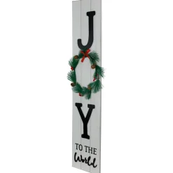Joy to the World Christmas Porch Sign with Wreath - 35.75