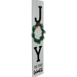 Joy to the World Christmas Porch Sign with Wreath - 35.75