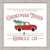 Kringle Company Tree Farm 11.5" x 11.5" Framed Christmas Wall Decor Art Print Sign Poster in a White Wooden Frame with UV Acrylic and Hangers