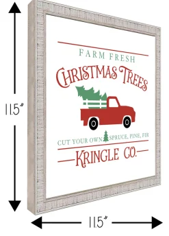 Kringle Company Tree Farm 11.5" x 11.5" Framed Christmas Wall Decor Art Print Sign Poster in a White Wooden Frame with UV Acrylic and Hangers