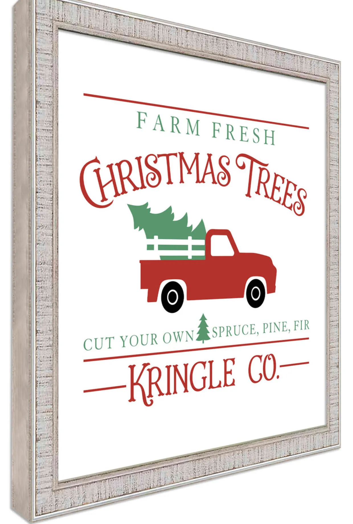 Kringle Company Tree Farm 11.5" x 11.5" Framed Christmas Wall Decor Art Print Sign Poster in a White Wooden Frame with UV Acrylic and Hangers