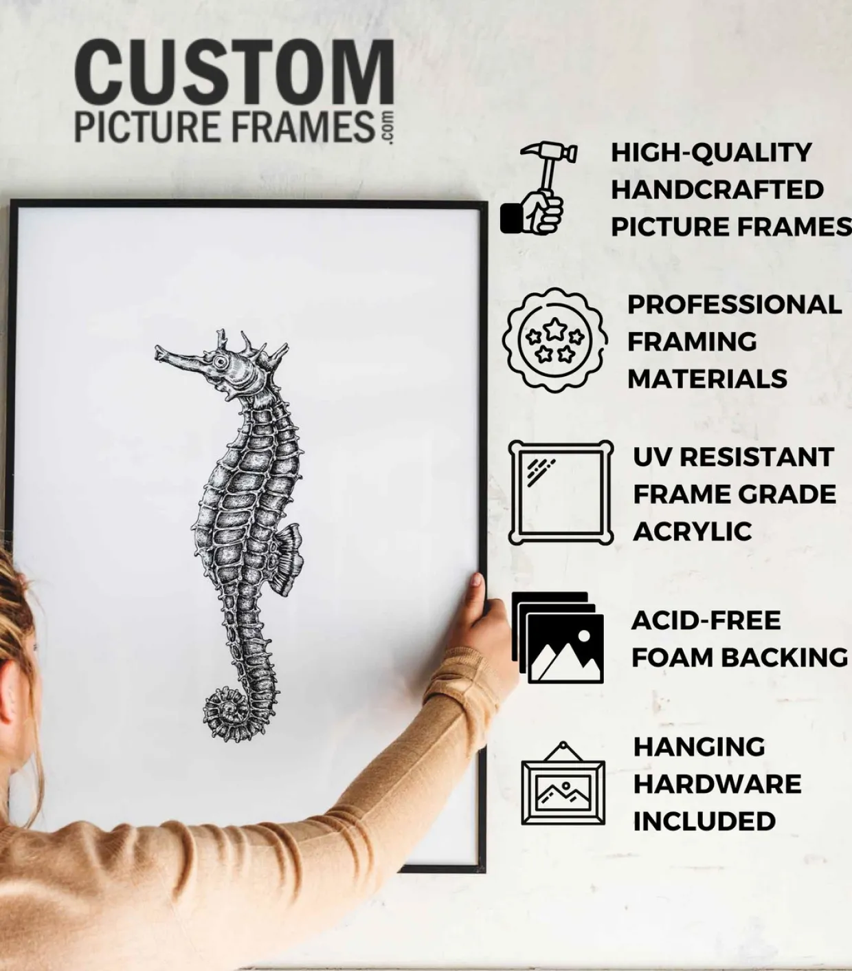 Kringle Company Tree Farm 11.5" x 11.5" Framed Christmas Wall Decor Art Print Sign Poster in a White Wooden Frame with UV Acrylic and Hangers