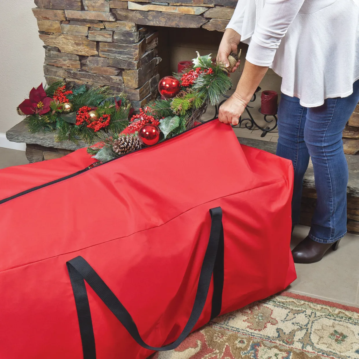 Large Red Christmas Holiday Storage Bag