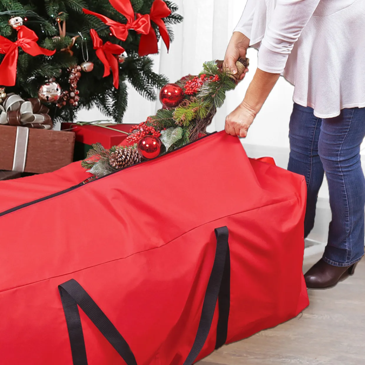 Large Red Christmas Holiday Storage Bag