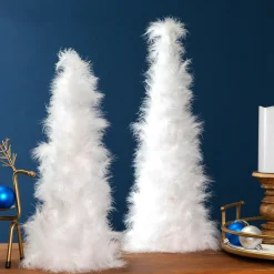 Layered Wispy Feather Cone Tree Christmas Decoration - 19.5