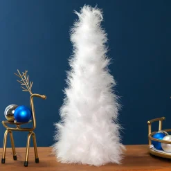 Layered Wispy Feather Cone Tree Christmas Decoration - 16" - Winter White