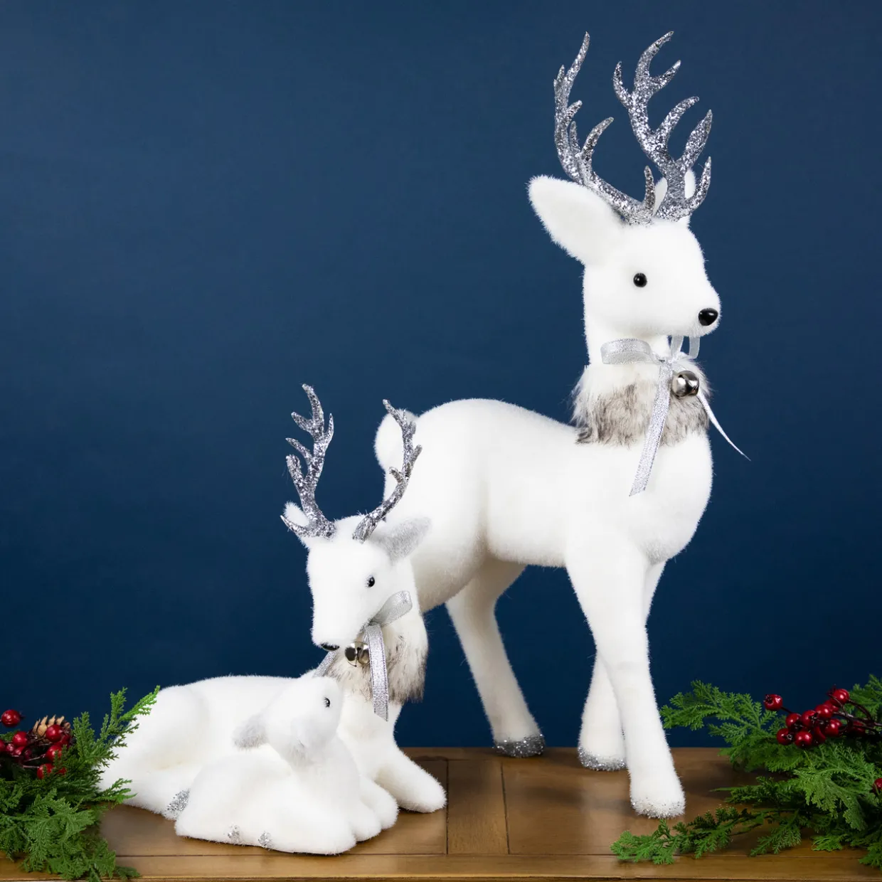 Laying Reindeer Mom and Calf Christmas Figurine - 11.5"