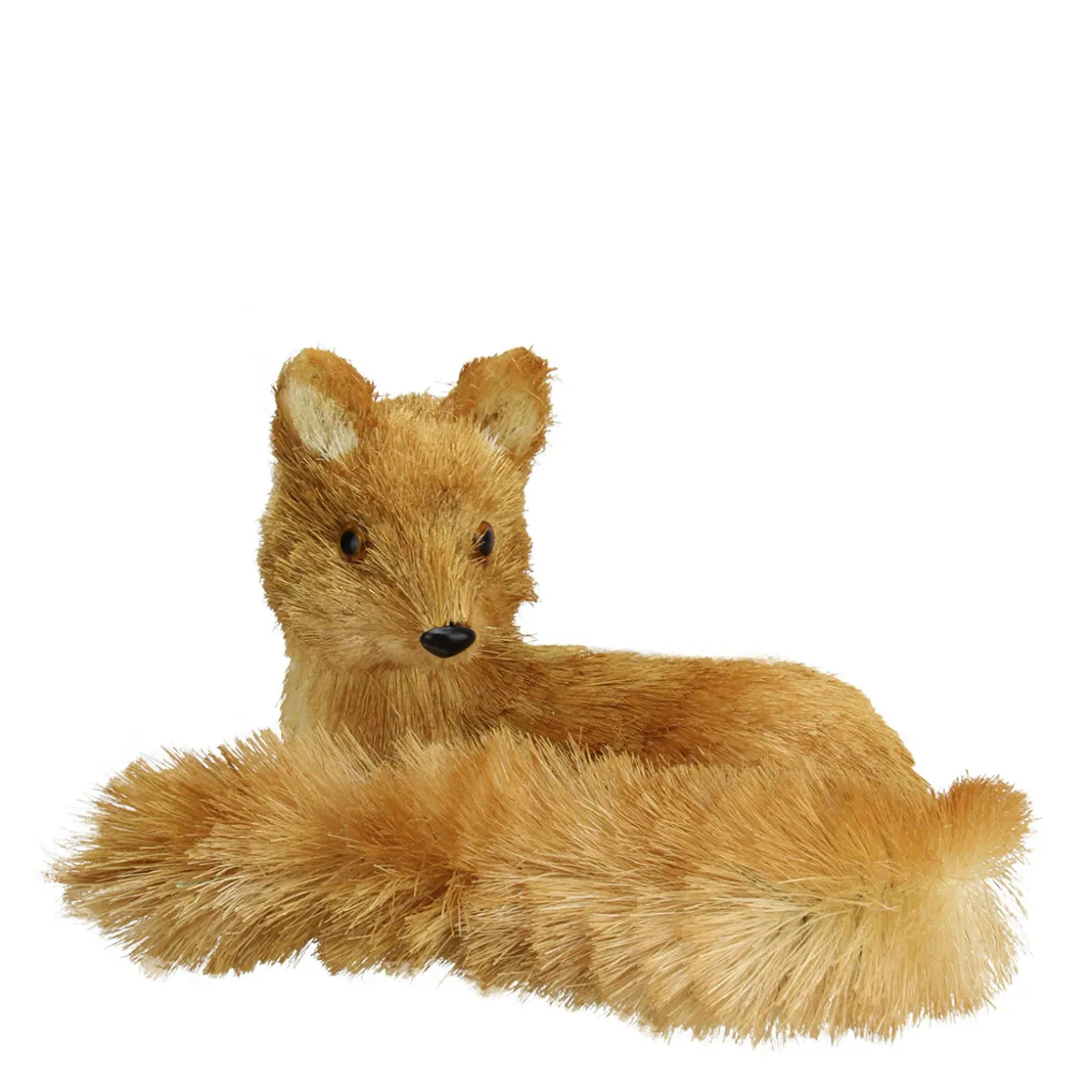 Laying Sisal Fox Figurine Decoration - 11" - Orange Brown