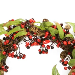 Leafy Mixed Berry and Pine Cone Artificial Christmas Wreath - 24" - Unlit