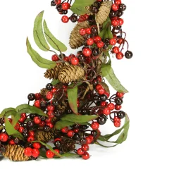 Leafy Mixed Berry and Pine Cone Artificial Christmas Wreath - 24