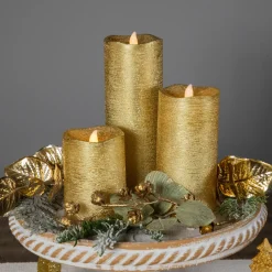 LED Brushed Flameless Christmas Pillar Candles - 8