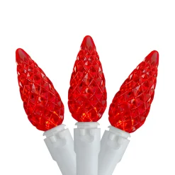LED C6 Faceted Christmas Lights - Red - 22.5' White Wire - 70ct