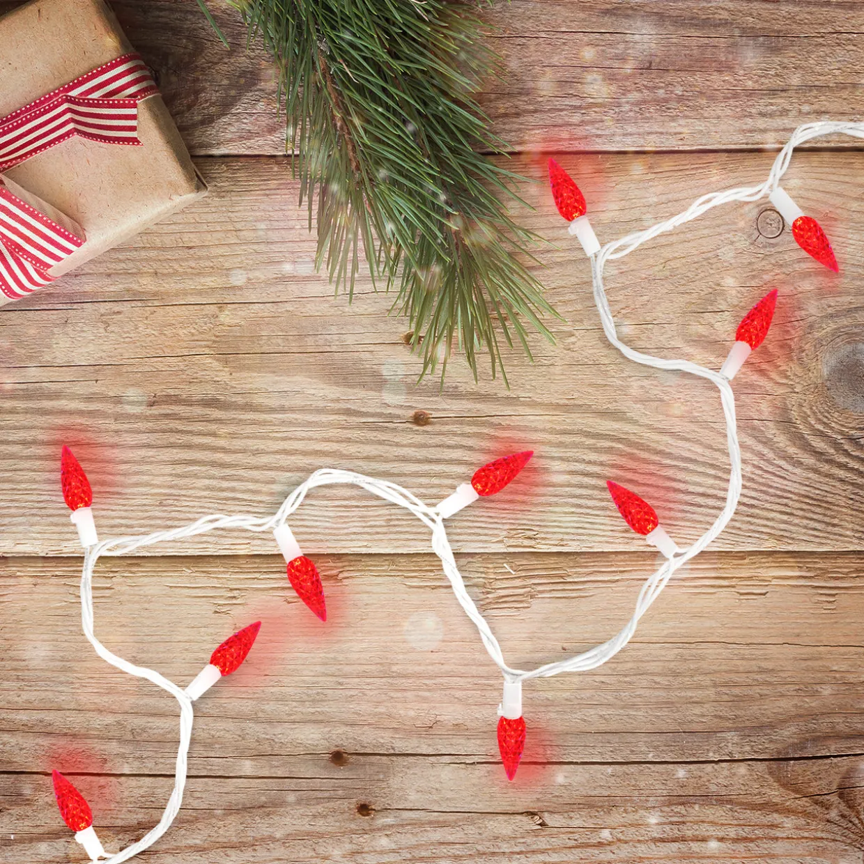 LED C6 Faceted Christmas Lights - Red - 22.5' White Wire - 70ct