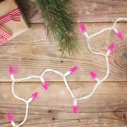 LED C6 Faceted Christmas Lights - Pink - 22.5' White Wire - 70ct