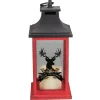 LED Candle with Deer "Merry Christmas" Lantern - 12" - Red and Black