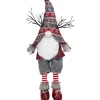 LED Christmas Gnome with Antlers and Dangling Legs - 30" - Gray and Red