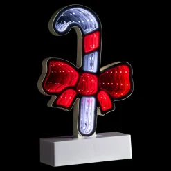 LED 3D Candy Cane with Bow Christmas Infinity Mirror - 8