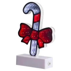 LED 3D Candy Cane with Bow Christmas Infinity Mirror - 8