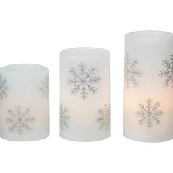 LED Flameless Flickering Wax Pillar Snowflake Christmas Candles - 6
