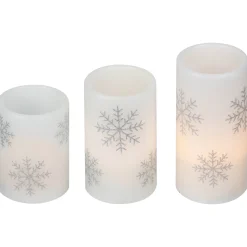 LED Flameless Flickering Wax Pillar Snowflake Christmas Candles - 6
