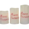 LED Flameless Frosted "Merry Christmas" Wax Pillar Candles - 6" - Set of 3