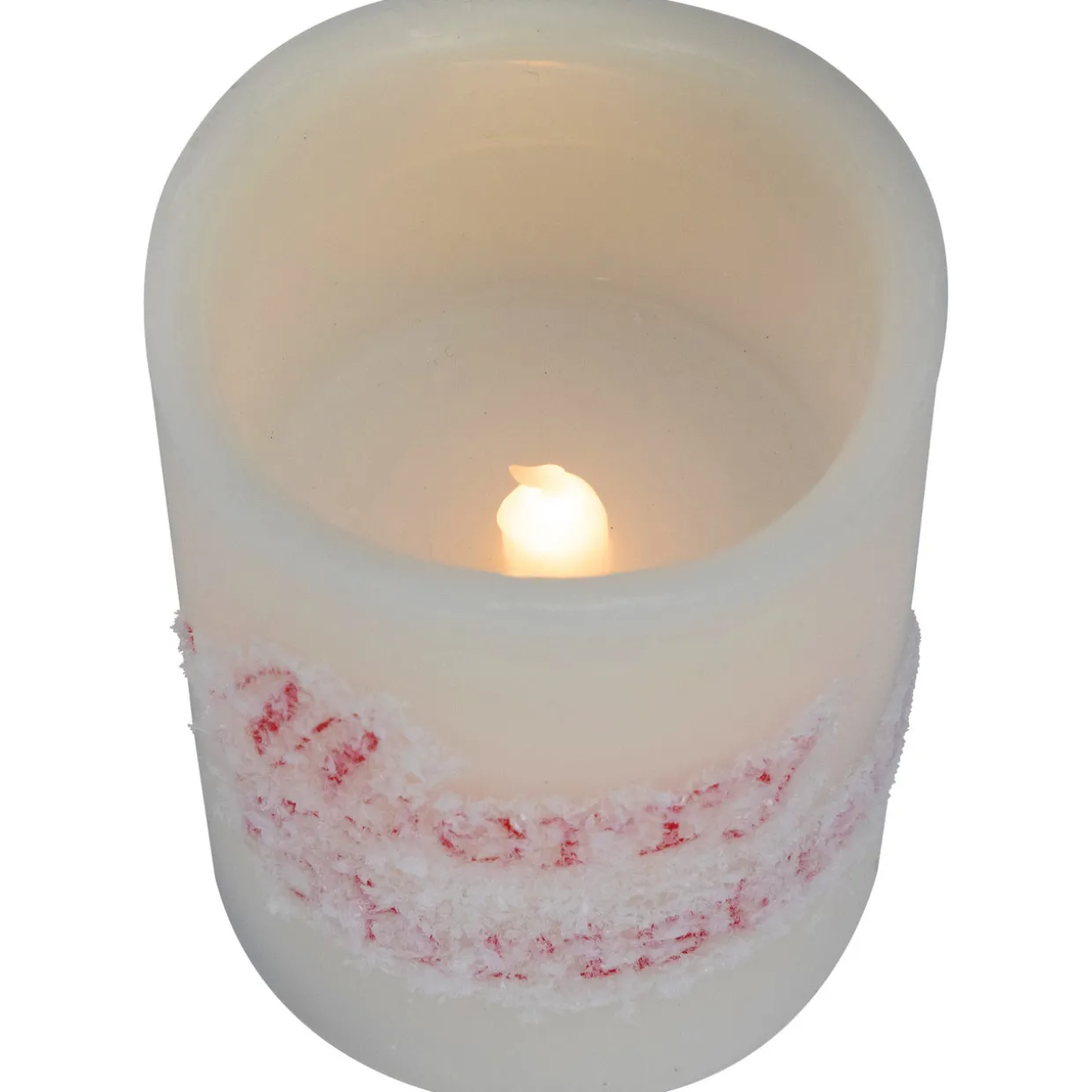 LED Flameless Frosted "Merry Christmas" Wax Pillar Candles - 6" - Set of 3