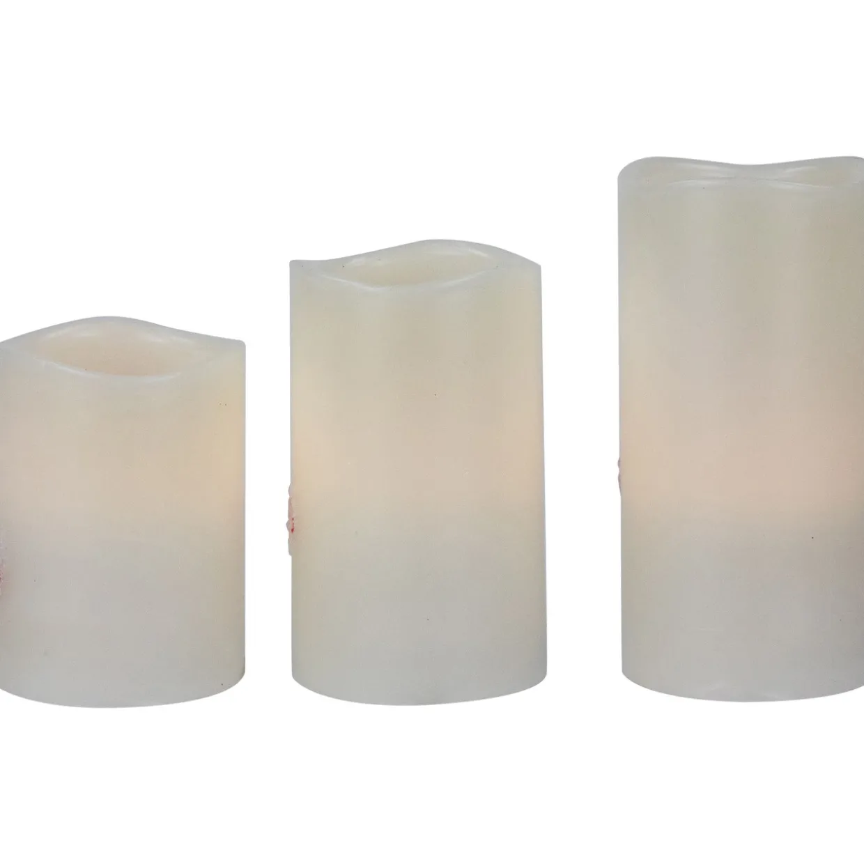 LED Flameless Frosted "Merry Christmas" Wax Pillar Candles - 6" - Set of 3