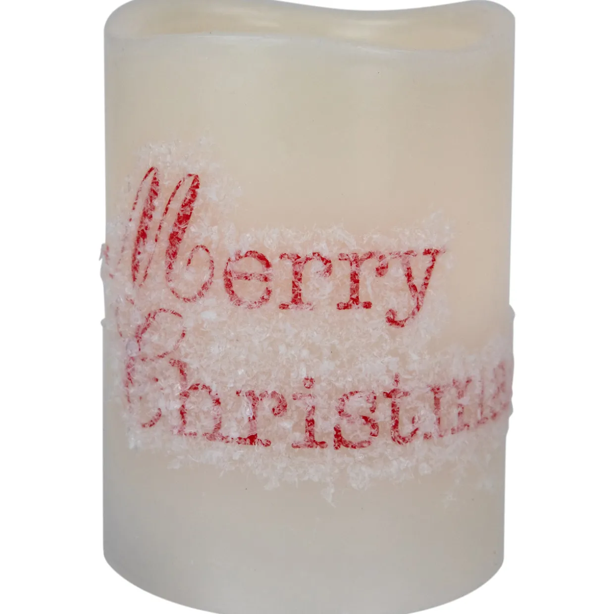 LED Flameless Frosted "Merry Christmas" Wax Pillar Candles - 6" - Set of 3