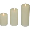 LED Flickering Flameless Pillar Candles - 8.75" - Cream - Set of 3