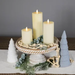 LED Flickering Flameless Pillar Candles - 8.75" - Cream - Set of 3