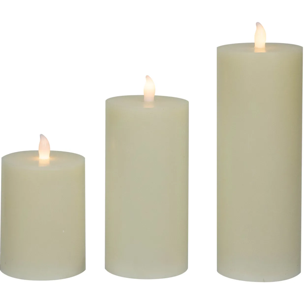 LED Flickering Flameless Pillar Candles - 8.75" - Cream - Set of 3